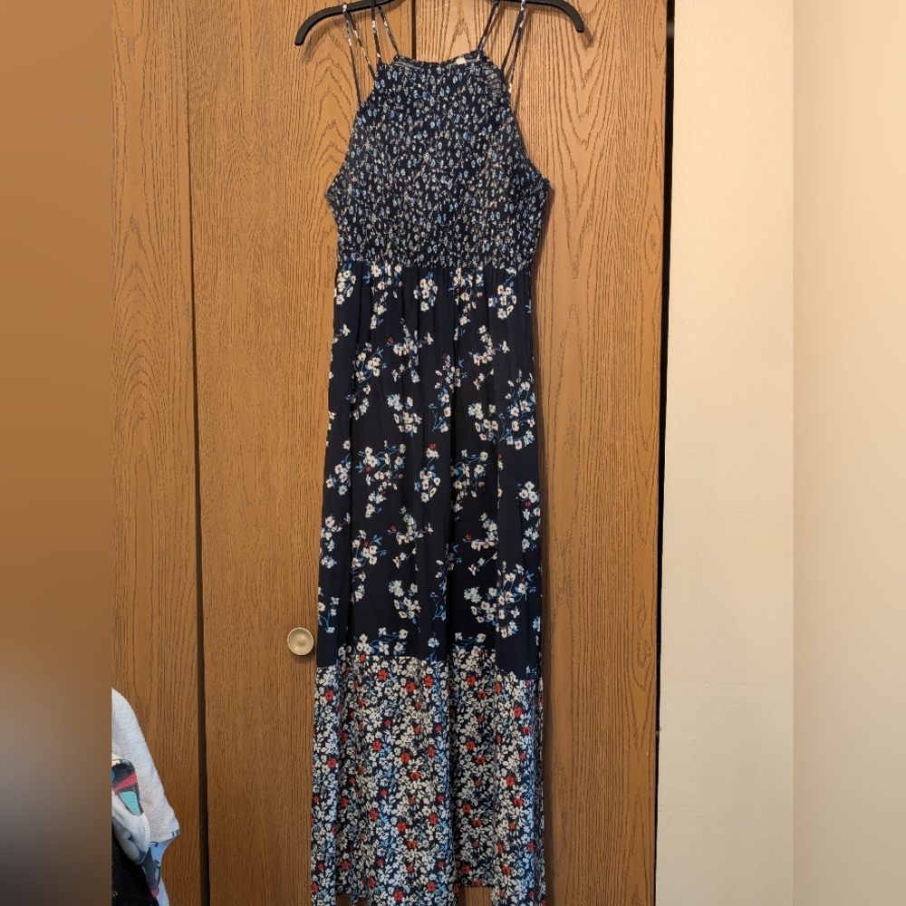 Floral Maxi Dress in Navy and Red